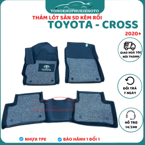 Thảm lót sàn Toyota Cross 2020-2025 sàn NHỰA 5D TPE MẪU KHÔNG TRÀN VIỀN đúc vừa khít theo xeSàn 5D có sẵn rối Mẫu TL