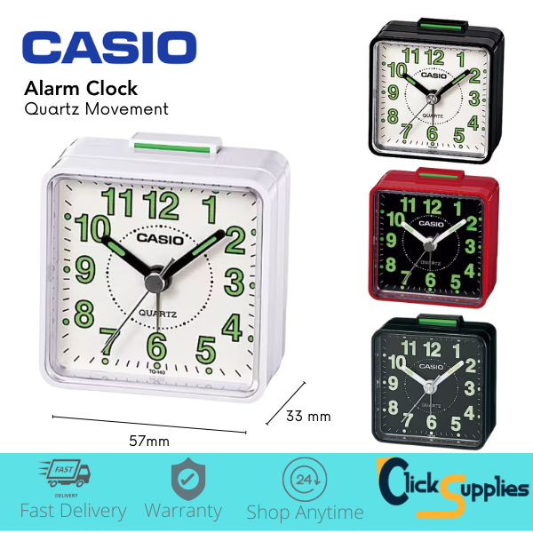 Casio Table Alarm Clock Quartz Movement Analogue Loud Buzzer Glow in