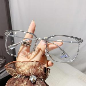 JN IMPRESSION แว่นตาย้อนยุค0องศาสำหรับผู้หญิงป้องกันแสงสีฟ้า TR ไม่มีใบสั่งยาเฟรมขนาดใหญ่