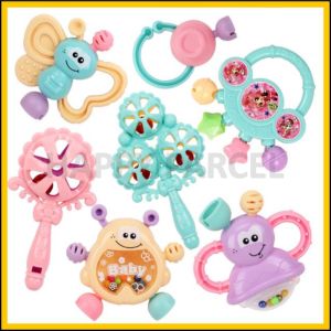 7pcs Playset Baby Teether Toys Baby Rattle Toys for Baby Toys Newborn Rattles for Baby Bites Toys Teether Mainan Baby