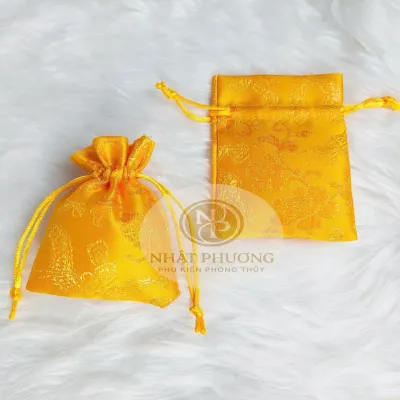 [Màu Đỏ Vàng] Combo 10 Túi Gấm Dây Rút 7x9cm – Bao Lì Xì Đựng Trang Sức Quà Tặng Phong Thủy