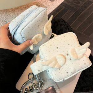 Cute Cherry Pudding Plush Coin Purse Mini Cartoon Portable Wallet for Cards Earphones Multifunctional Small Pouch for Girls