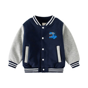 Rolanko Kids Students Baseball Jacket Boys Coat Fall Winter Fleece Windbreaker Coat Vintage Outerwear 2-7 Years
