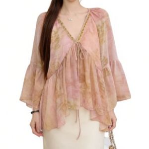 Korean Style Womens Loose Chiffon Long-Sleeved Shirt Womens Shirt