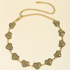 MillionGrid Cổ Điển Dây Chuyền Vàng Vành Đai Nữ Trái Tim Kim Loại Phụ Nữ Eo Punk Goth Thắt Lưng Cho Phụ Nữ Mỏng Dây Thắt Lưng Quần Phụ Kiện