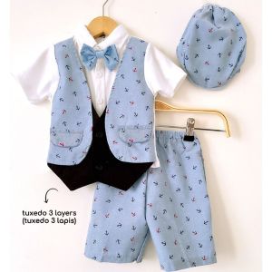 3 LAYERS KEN JANGKAR TUXEDO JUMPER SET (Mewah) baju celana topi dasi pakaian anak laki laki cowok lucu murah terlaris cod berkualitas doremi baby shop