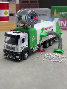2026 1:32 Vacuum Sweeper Vehicle Urban Anti Haze Truck Alloy Diecast Models Toys Car Rubber Tires Pull Back Vehices Gifts for Friends