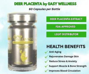 Deer Placenta 60 capsules Stem cell Extract by Easy Wellness Rejuvenates Damage Skin Anti-Aging Effect