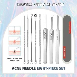 8pcs set Black head remover tool Acne remover tool Facial care tool set Blackhead Acne Clip Pimple Stainless Steel Manual Blackhead Acne Clip Pimple Kit Skincare