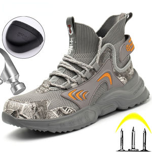 Fashionable and Safe Work Shoes Fashionable Mens Steel Toed Boots Protective and Stab Resistant Sturdy and Indestructible Safety Shoes