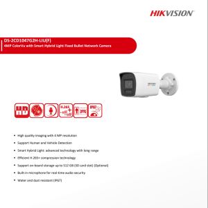 Hikvision IP Camera DS-2CD1047G2H-LIU(F) 4MP ColorVu With Smart Hybrid Light Fixed Bullet Network Camera With Audio Network Camera