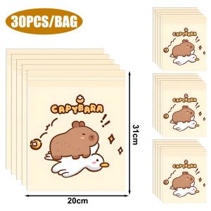 IDMU94789 30Pcs Capybara Disposable Garbage Bags Cartoon Self Adhesive Car Garbage Bags Portable Leak-proof Desktop Trash Can
