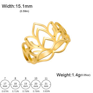 แหวนรูปดอกบัวทองเหล็กไร้สนิม SKYRIM สำหรับผู้หญิง