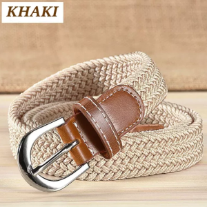 Canvas belt womens non-porous woven elastic belt Korean style decorative mens and womens thin belt students casual cloth belt