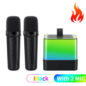 DISOUR Bluetooth 5.3 Wireless Karaoke Speaker PA Dual Microphones Machine Colorful Ambient Lights HIFI Surround Subwoofer Boombox KTV DSP Sound System For Home Party Christmas Birthday Kids Gift