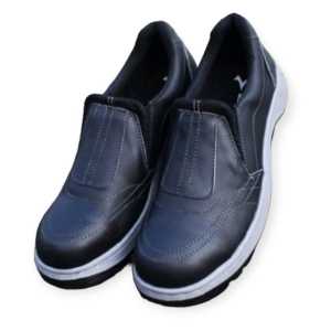 Sepatu Safety Kulit Slip On Camel BLACK Blue Marlin