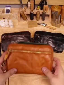 Vegetable Tanned Leather Zipper Purse Cowhide Zero Wallet Large Capacity Card Bag Cow Leather Key Storage bag Clutch Bags Wallet2026