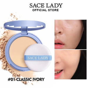 SACE LADY Compact Powder Lasting Waterproof Setting Powder Oil Control Matte Flawless Face Pressed Powder | Brighten the skin tone and reduce blemishes