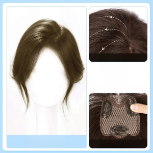 [Free Style] High Top Real Hair Wig Female Bangs Wig With Fluffy Hair Cover Gray Hair High Skull Top Simulated Hair Seamless Hair Piece
