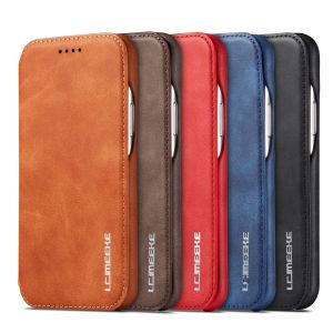 For Apple iPhone 6 6S 7 8 Plus SE 2020 X XR XS Max iPhone 11 12 13 Pro Max 12 13 Mini Luxury Magnetic Flip Case Leather Wallet Vintage Cover Stand Card Slots