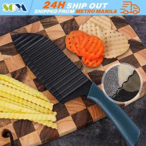 Potato Knife Wedge Cutter Wave Stainless Steel Chopper Vegetables Potato French Fries Slicer Stainless Steel Potato Wave Cutting Potato French Fries Wave Slicers Vegetable Salad Chopping Knife Potato Shredding Knife