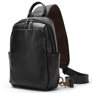 EDERN Mens Genuine Leather Sling Bag Retro Chest Bag for Men High Capacity Cowhide Crossbody Bag Fashion Outdoor Travel Shoulder Bags