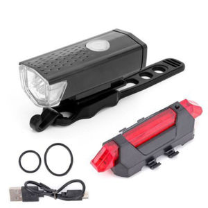 Lampu Sepeda Isi Ulang 2in1 Set  USB charging LED light Rechargeable Waterproof Super Bright Front Rear Bike Lampu