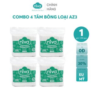Tăm Bông Niva Túi 200 Que Thân Nhựa AZ3 Đa Năng Chuyên Dùng Ngoáy Tai Vệ Sinh Trang Điểm