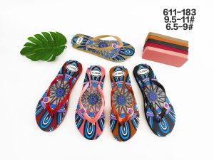 [Free Shipping] Foam Sliced African Soft Sole Black Printed Beach Flip-Flops for Women with Logo