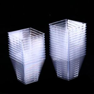 50PCS Clear Plastic Dessert Tumbler Cups 50 ml Cube Mousse Cups for Desserts Puddings Mousse