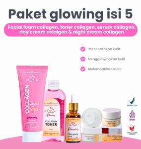 701 Special Bundle 5in1 Paket Lengkap Glowing Collagen ( Free Pouch Facial Foam Toner Serum Day Cream Night Cream ) BPOM