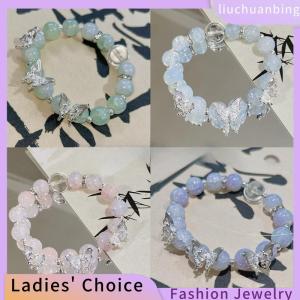 [COD] liuchuanbing Jewellery Fashion Korean Sweet Beads Bracelet Butterfly Pendant Beaded Bracelet Charm Bracelet Girls Party Jewelry Accessories