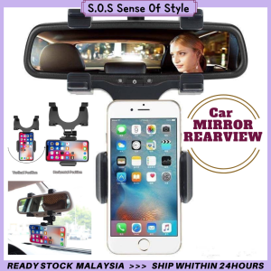 🔥Ready Stock🔥 Easy Install Universal Car Rearview Mirror Phone Holder Mount Universal GPS Smartphone Stand Bracket Car Mount With Ready Stock