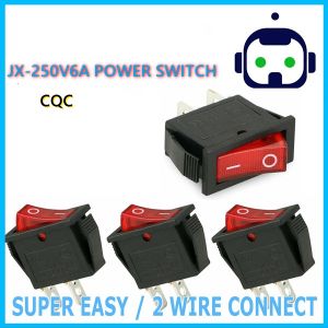 UMI JX 250v 6A 2 Pin Game Claw Doll Machine Accessories Flat Red Mini Rocker Switch Power Supply On Off Button 游戏娃娃机配件电源开关