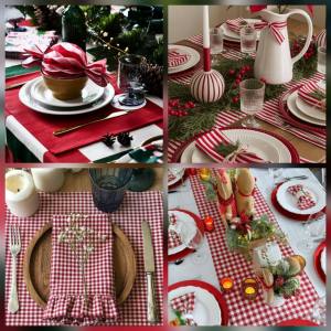 MM 2in1 Reversible RED and Plaid Christmas Placemat - made of fabric 2in1 placemat 1 place mat - 2 looks - made of excellent fabric - reversible - decorative - excellent quality - excllent quality - fabric from abroad - classy and elegant - for christm