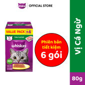 WHISKAS Pate Mèo Trưởng Thành 80g – Hộp Tiết Kiệm (Tổng 6 gói)
