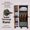 MIZCA BIORGA Lemari Pakaian Susun Plastik Dengan Gantung Kunci Cermin Ukuran JUMBO 105 x 50 x 175 cm 3 Pintu. 
