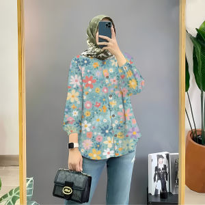 Muslim womens shirts casual long-sleeve shirts for women oversized loose tops Simple and versatile T-shirts for women