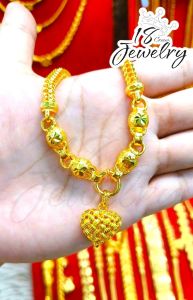 สร้อยคอ8เหลี่ยม ขนาด 5 มิล ห้อยจี้หัวใจ ยาว 20นิ้ว