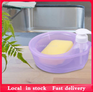 kitchen organizer rack kitchen accessories Soap Dispenser and Scrubber Holder with Sponge 2 in 1 Practical Kitchen Dishwasher Pump Dispenser Press for Home