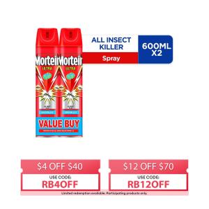 [TWIN PACK] Mortein Ultra Odourless All Insect Killer - 2 x 600ML