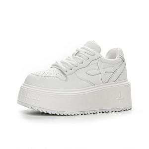 ขายร้อนรุ่นสุดฮิต แบบเรียบง่าย รองเท้าผ้าใบผู้หญิง รองเท้าสีขาว ชับแรงกระแทกต้านเชื่อแบคที่เรีย เสริมส้น 7 ซม รองเท้าแพลตฟอร์ม