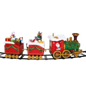 Holiday Train Decoration Set Seasonal Tree Train Set with Festival Cheer Sounds and Light Display Ornament