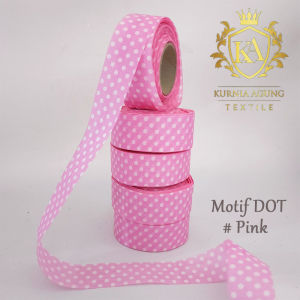 Pita Kain Motif Dot / Pita Polkadot Bintik Ukuran 1 Inch Pita Kado Souvenir Hampers Dijual per ROLL