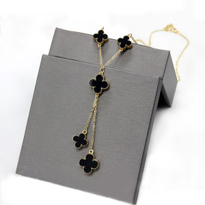 Original BESFOME four-leaf clover necklace female fashion temperament clavicle long chain pendant necklace 18K rose gold titanium steel necklace for women