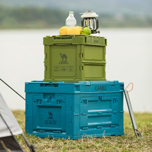 CAMEL CROWN Large Storage Box 20L/50L Foldable Camping Box With Cover PP Tent Tableware Bag For Travel Outdoor Use