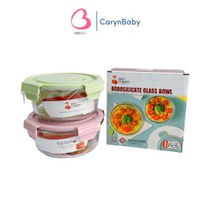 Set 2 Hộp Thủy Tinh Tròn 620ml Red Cherry Cao Cấp Chịu Nhiệt Chống Rò Rỉ Bebi123shop
