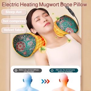 Electric Heating Mugwort Bone Pillow Sleep Aid Hot Compress Detachable Washable Moxibustion Neck Pillow