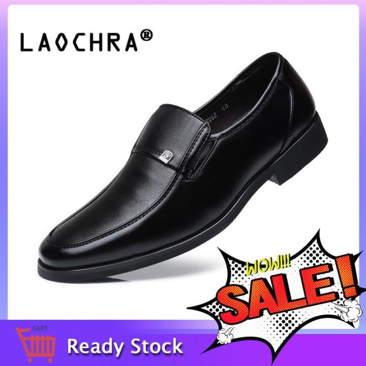 LAOCHRA New Men Flat Classic Formal Shoes Leather Dress Shoes Slip Ons  Flats Male Casual Shoes Black Brown Lazada PH