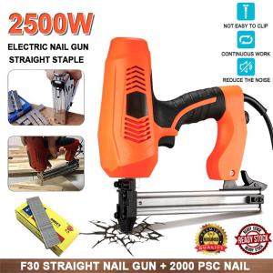 220V Electric Nail Gun Power Tools Furniture Woodworking Stapler Tacker Heavy Duty Electric Gun Tacker Straight Nail Gun Woodworking Nail Guns for WoodTrimPicture FramesCrafts With 2000 nail